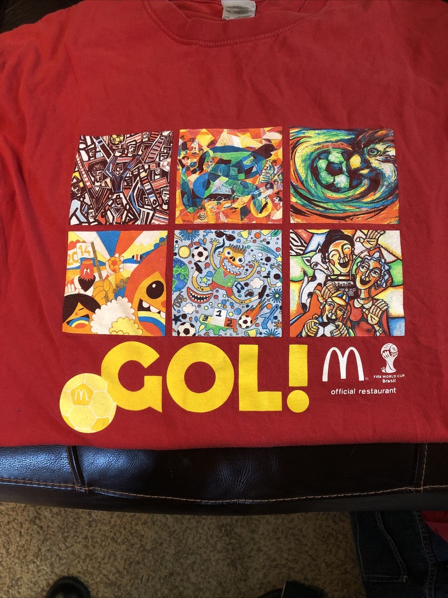 McDonalds Men's T Shirt XL Red Graphic Trippy Art Fifa World Cup