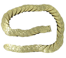 Vintage Womens Stretch Belt Elastic Metal Accordion Gold Leaf 32"-54" 1980s Glam