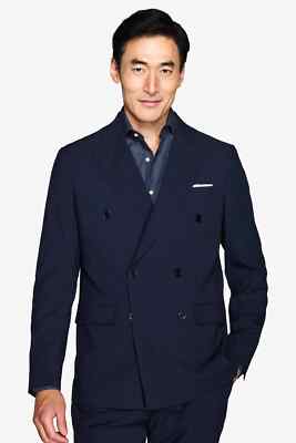 Dan John Blau Slim Zweireiher Anzug Blazer Jacke Herren Größen S,M,L,XL,2XL