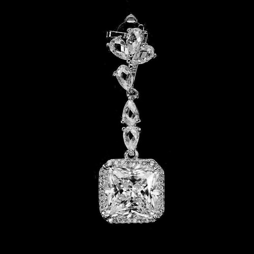Silber Anhänger hellweiß kreiert Zirkon Steine massiv Sterling mit Kette - Bild 7 von 24