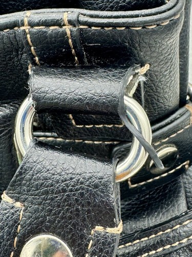 Borsa tote vintage Wilson’s in pelle nera con accenti argento stampa ghepardo BELLA - Foto 11 di 23