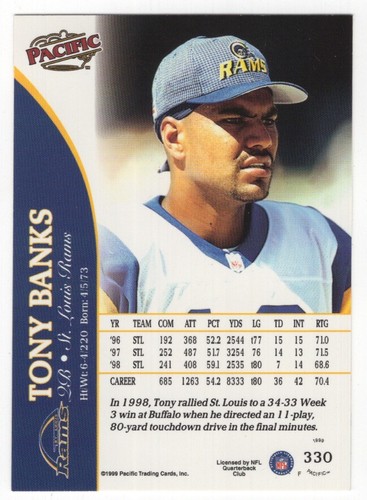 1999 Pacific Football Set Break - Cards #226-450 Pt.2 - 第 179/373 張圖片