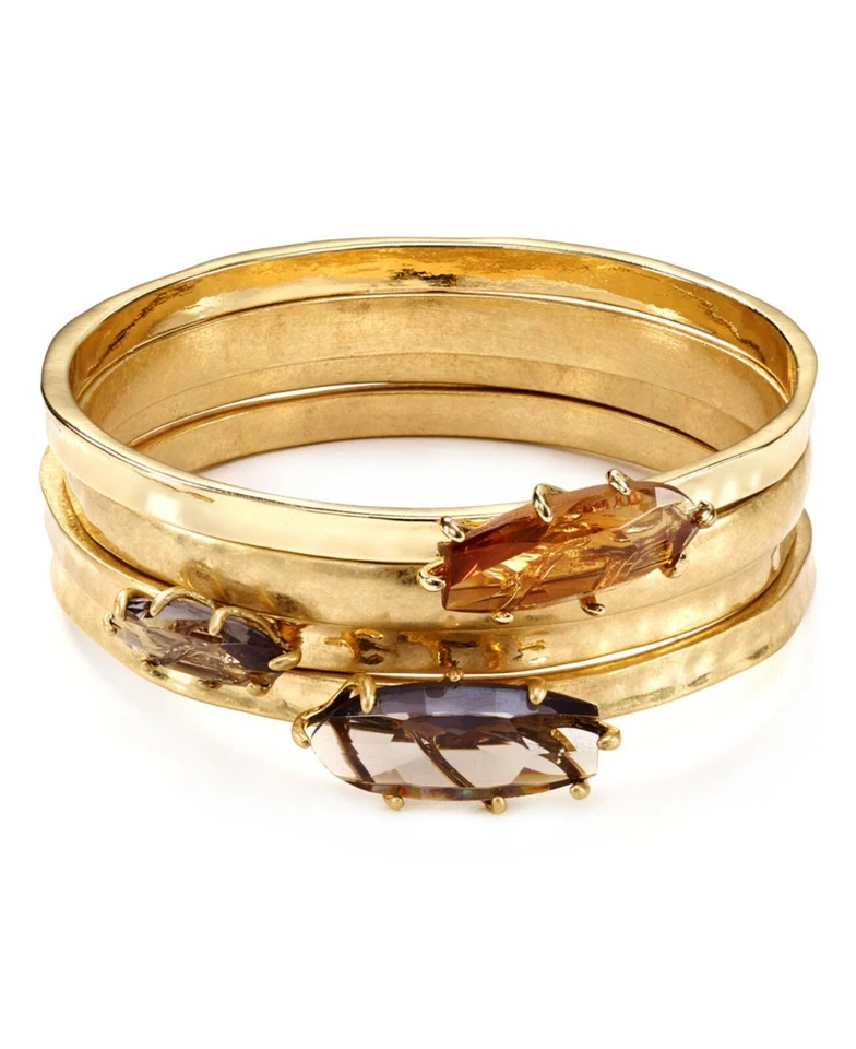 New Robert Lee Morris Soho Leaf Hammered Bangle Bracelets - Set Of 7 $125 - Image 4 of 4