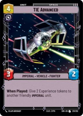 Star Wars Unlimited TIE Advanced (231/596) Spark of Rebellion LP