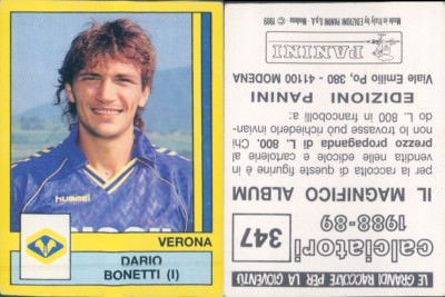 Seltene Panini Fußballer 1988/89 *Sticker Nr. 347* Verona-Bonetti *Neu