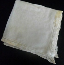 Vintage French Hanky HANDKERCHIEF or Doily, White Sheer Cotton  Lace, Gorgeous 