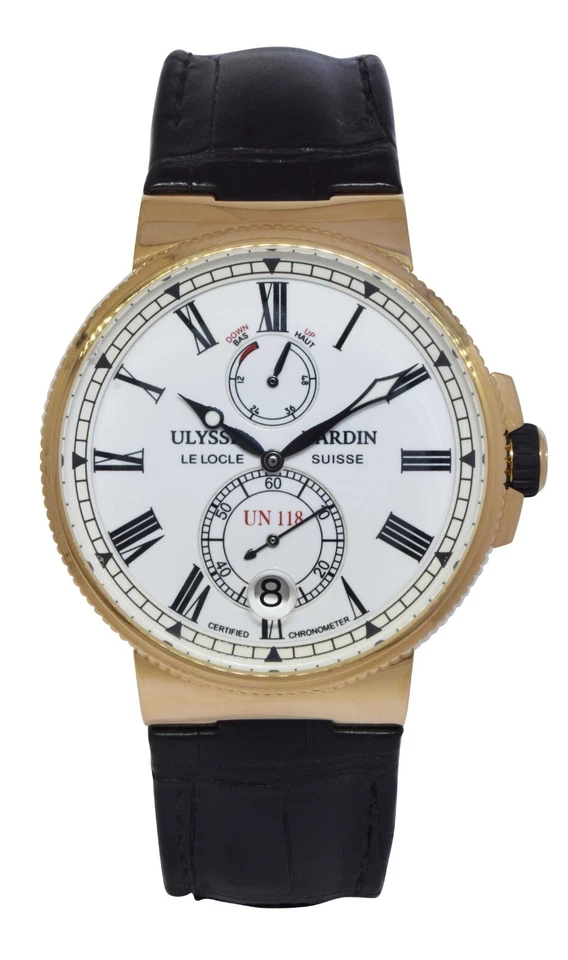 Ulysse Nardin Marine Cronómetro Oro Rosa 18k Hombres 45mm Reloj Caja/Libro 1186-122 Foto 2 de 4