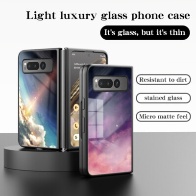 Fr Google Pixel Fold Starry Tempered Glass Case Slim Cover with Heat Dissipation