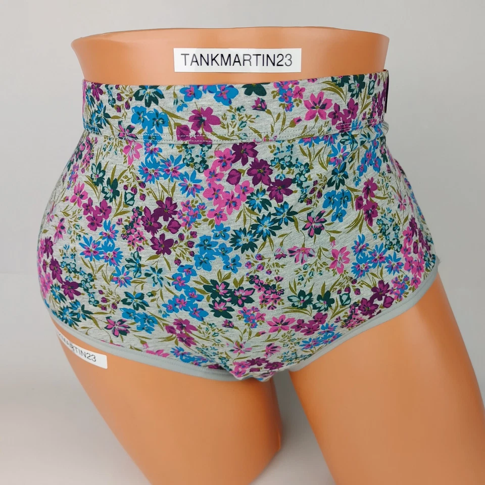 LANE BRYANT CACIQUE PLUS CALZONCILLO COMPLETO ALGODÓN 22/24 PANTY GRIS AZUL ROSA FLORES Foto 2 de 4