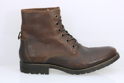Frank & Oak Ashbury Rubbed Soled Italian Leather Lace-Up Boots in Cognac — $225 Monza in Med Brown Men main image 3