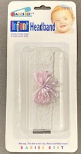 NEW Vintage Y2K 2000 Infant Headband White Lace Baby Girl Pink Purple Ribbon