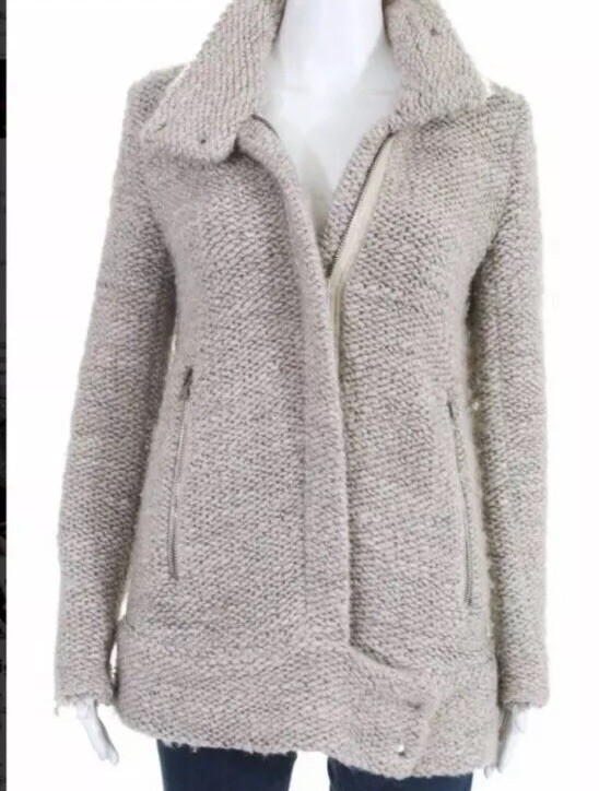 Manteau Veste Beige Iro Ajuma - Gros Tricot élégant, Fermeture éclair, Taille 42 US6, Laine Mixte, Occasion Très Bon état