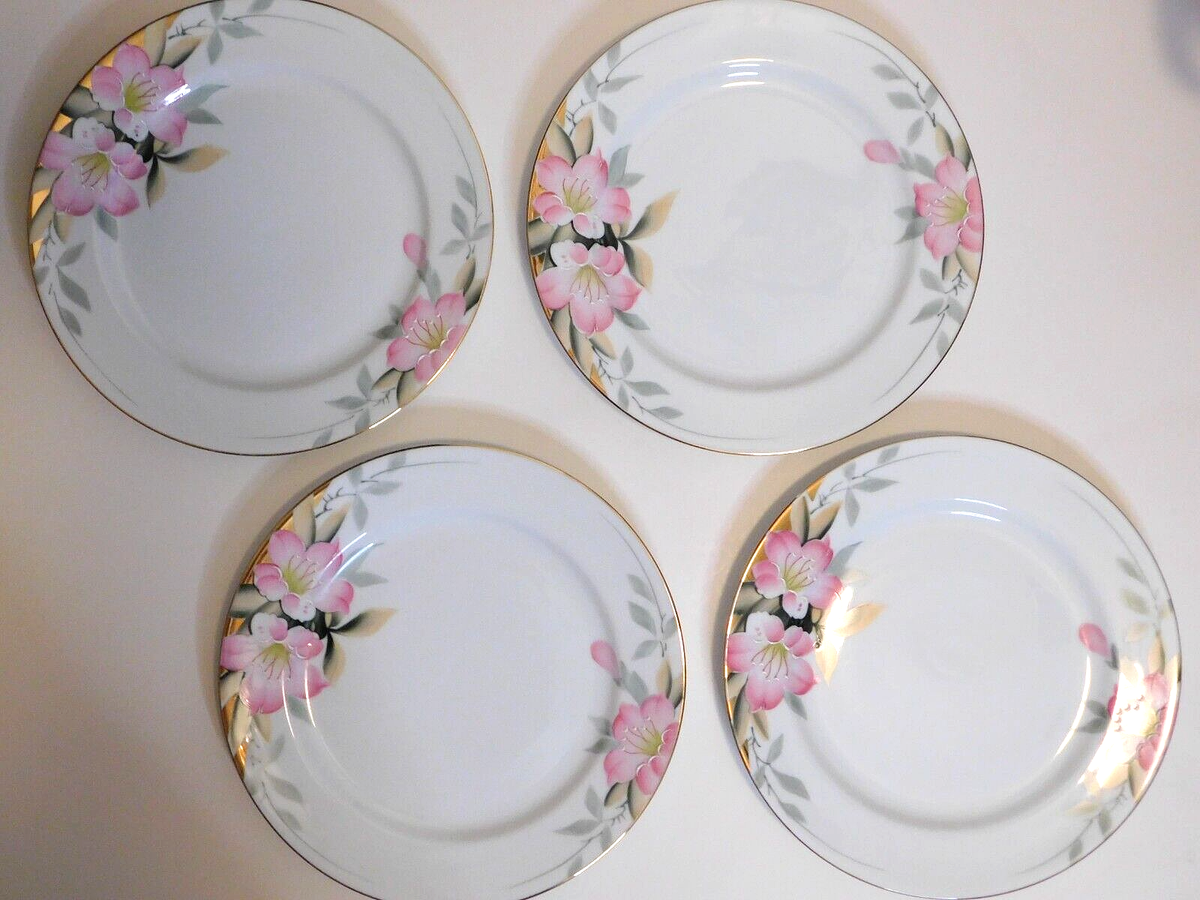 Noritake Azalea Dinner Plates-Set of 4-Red Mark-10