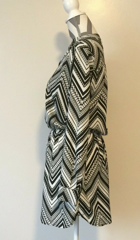 GB женщин 1270 белый/черный Americanan девочка длинным рукавом туника платье Sz M - Изображение 2 из 4