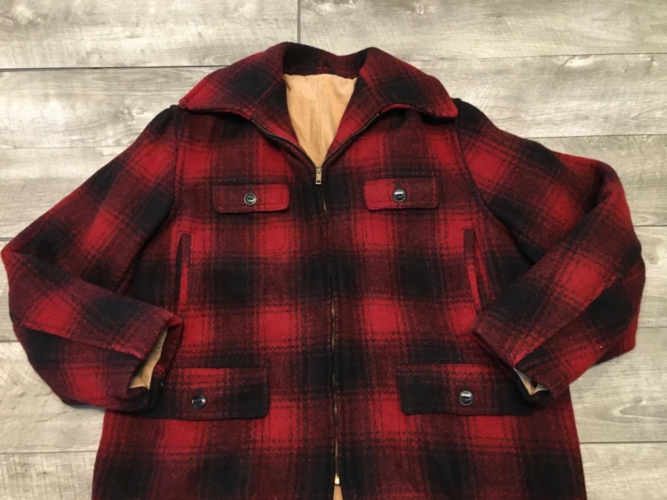 Vintage Great Western Plaid Wool Upland Hunting Chore Jacket Mens Gein Medium - Image 2 of 4