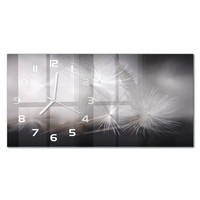Wanduhr Aus Glas FüR BüRo Im Querformat LöWenzahnsamen WeißE Zeiger 60X30 Cm