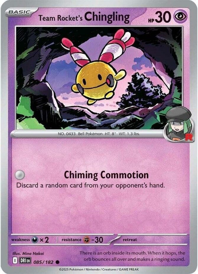 Team Rocket's Chingling - 085/182 - Common (Near Mint) Destined Rivals - Psychic