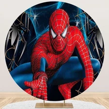 Round Spider-Man Theme Birthday Party backdrop Decoration Photo Booth Background