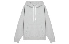 Nike Solo Swoosh Fleece Pullover Hoodie Dark Grey Heather/White