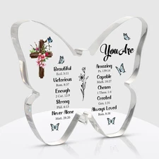 Christian Gifts for Women Acrylic Butterfly Plaque Inspirational Religious Decor