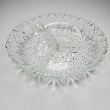 Vintage Crystal Serving Platter Glass Dish Dip Tray Nibbles Bowl Plate