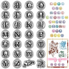 Initial A-Z Letters Clear Rubber Stamps Alphabet Vintage Floral Reusable Tran...
