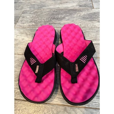PR Soles Recovery Flip Flops 42 9 Womens Pink Black Massaging Sandals Egg Crate