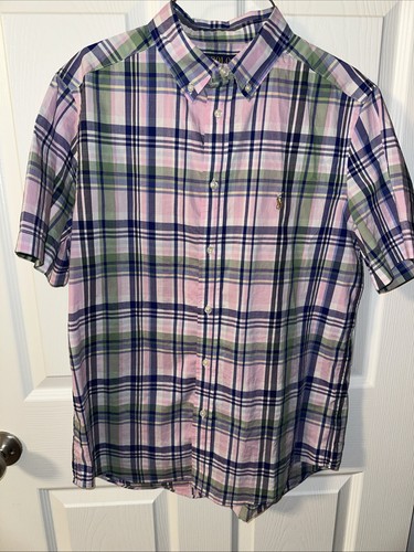 Ralph Lauren XL Pink Blue Plaid Long Sleeve Button Down Shirt