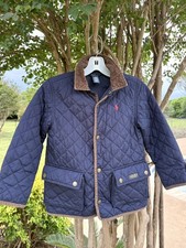 Polo Ralph Lauren Quilted Jacket Pockets Curduroy Collar, Boys: Navy, Size 6
