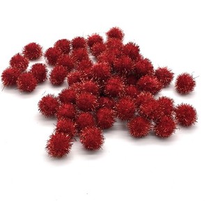 Vintage Lot of Small Shiny Red Tinsel Pom Poms Crafts Crafting Christmas Decor