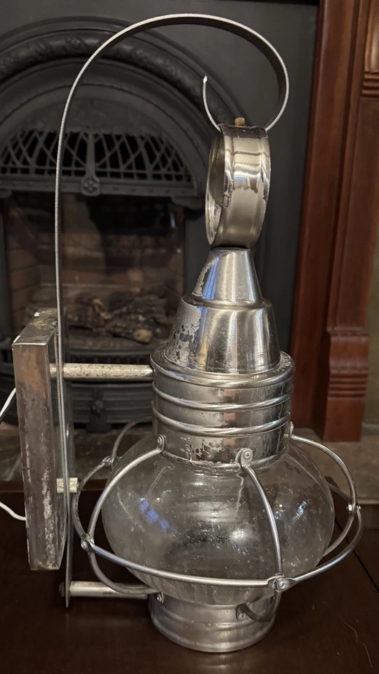 18'' X 10" Onion Lantern- Seeded Glass - Brushed Nickel - Image 4 of 4