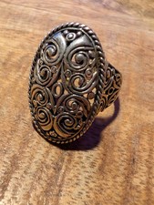 Vintage 925 Sterling Silver Ornate Filigree Ring, Size 8