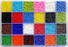 8/0 Glass Seed Beads about 7200 Pcs in Box 24 Colors Size 3Mm Craft Seed Beads f
