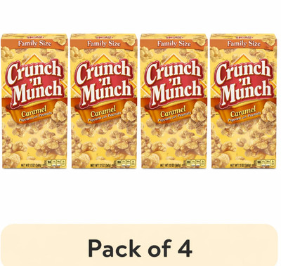 (4 pack) CRUNCH 'N MUNCH Caramel Popcorn with Peanuts, 12 oz.