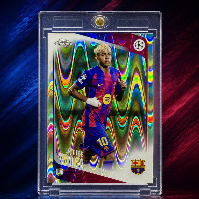 Lamine Yamal Lava Refractor Topps Chrome FC Barcelona UEFA Champions League Mint