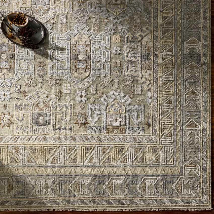 Indian Village Traditional Taupe Area Rug - Image 3 of 4