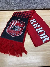 Victoria West Warriors Soccer Scarf NWT Ruffneck Red Black Fringe 69" L 8" W