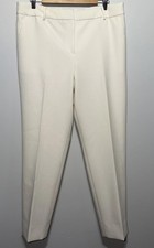 Talbots Hampshire Ankle Pants Women's Size 14 White Slacks Preppy Business Lined