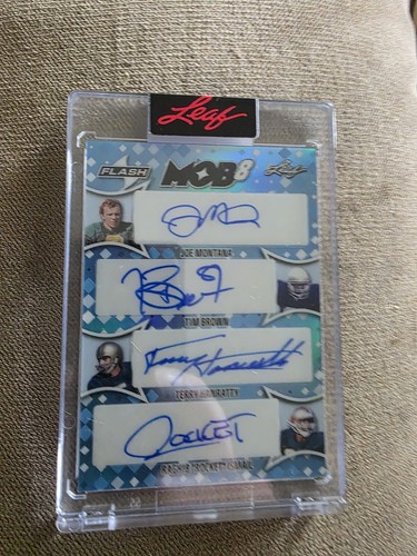2025 Leaf Flash Mob 8 Joe Montana, Brown, Ismail, Theismann, Mirer Auto Blue1/1
