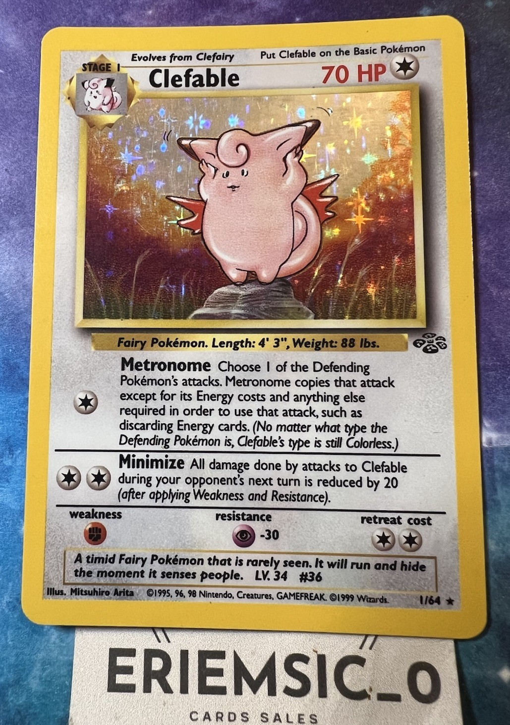 Clefable 1/64 - Jungle - Holo WOTC Pokemon Card - HP