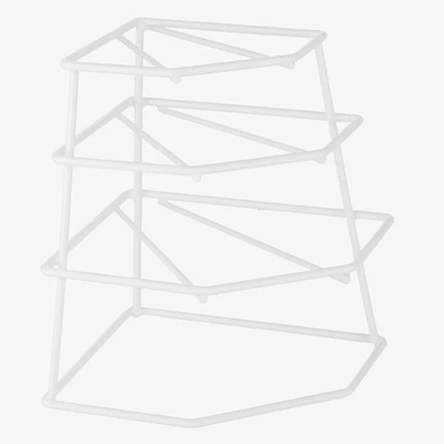 THRINK 4 Tier Corner Plate Organiser Rack White Strong Plastic Holder Storage White