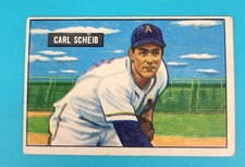 1951 Bowman #83 Carl Scheib Philadelphia Athletics BASEBALL Card 3C