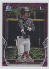 2023 Bowman Chrome Prospects Fuchsia Lunar Crater Refractor Christian Cerda 9b3