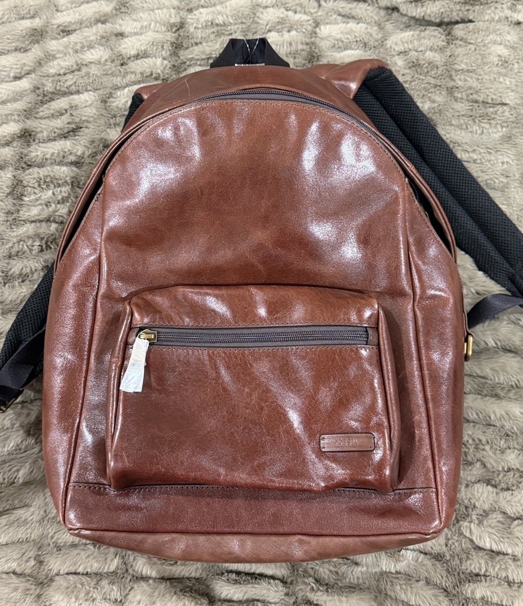NWT $350 Fossil Sawyer Men's Leather Backpack in Medium Brown | eBay