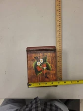 Vintage JL Clark Manufacturing Co Tin Canister Strawberry Floral Decor Storage