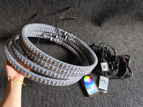 【NEW】4x 15.5" CHASING FLOW DOUBLE ROW Double Sided LED Wheel Rings Rim Lights - Picture 6 of 13