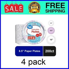 Great Value Disposable Paper Plates, 8.5", 200 Count,4pack
