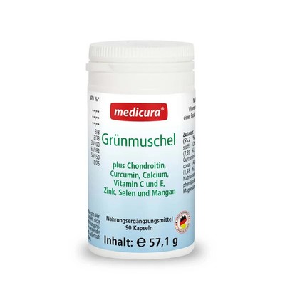 Grünmuschel Plus   90 Kapseln   Grünlippmuschel mit Curcumin & Mineralstoffen