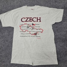 Fruit of the Loom T-shirt Mens Size XL Gray Czech Heritage Graphic USA Made