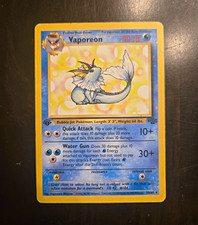 vaporeon stage 1 pokemon card value Freshly pulled 1st ed holo from some jungle packs I purchased. Hows she looking? Bottom right corner from back has a white dot but thats all I can see. : r/Pokemoncardappraisal Water Ability Evolutionary Swirl Once during your turn Vaporeon [1st Edition] #28 Prices